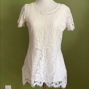 Isaac Mizrahi top in XS ivory lace.